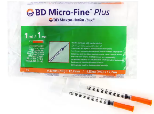 Шприц інсуліновий BD Мікро-файн плюс U-100 0,5 мл, голка G29
