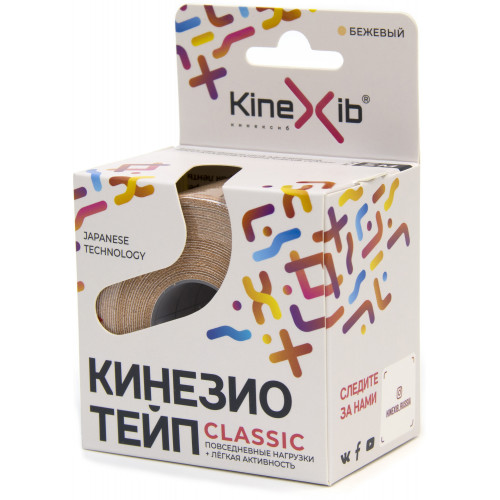 Кинезио-тейп Kinexib tape Classic (лента эласт клейкая) 5м*5см бежев купить в Белгороде